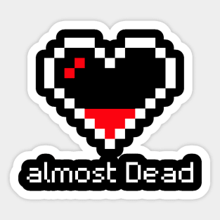 Pixel art heart almost dead heart game heart pixel art for retro gamers Sticker